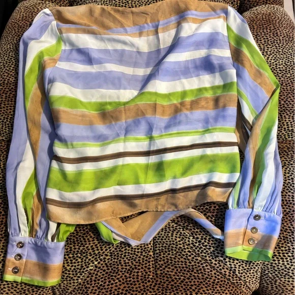 Zara Multicolor Striped Wrap Blouse - Picture 6 of 8